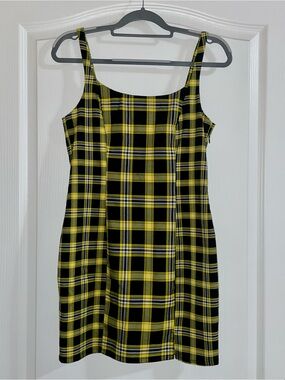 H&M Preppy Clueless Plaid Yellow Mini Dress M